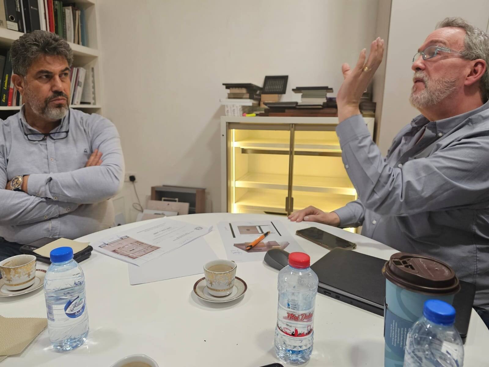 Blaine Robert in conversation at the studio