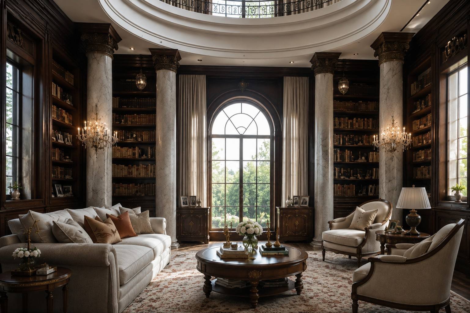 Library with domed rotunda ceiling, Half Moon Bay Villa, Saudi Arabia