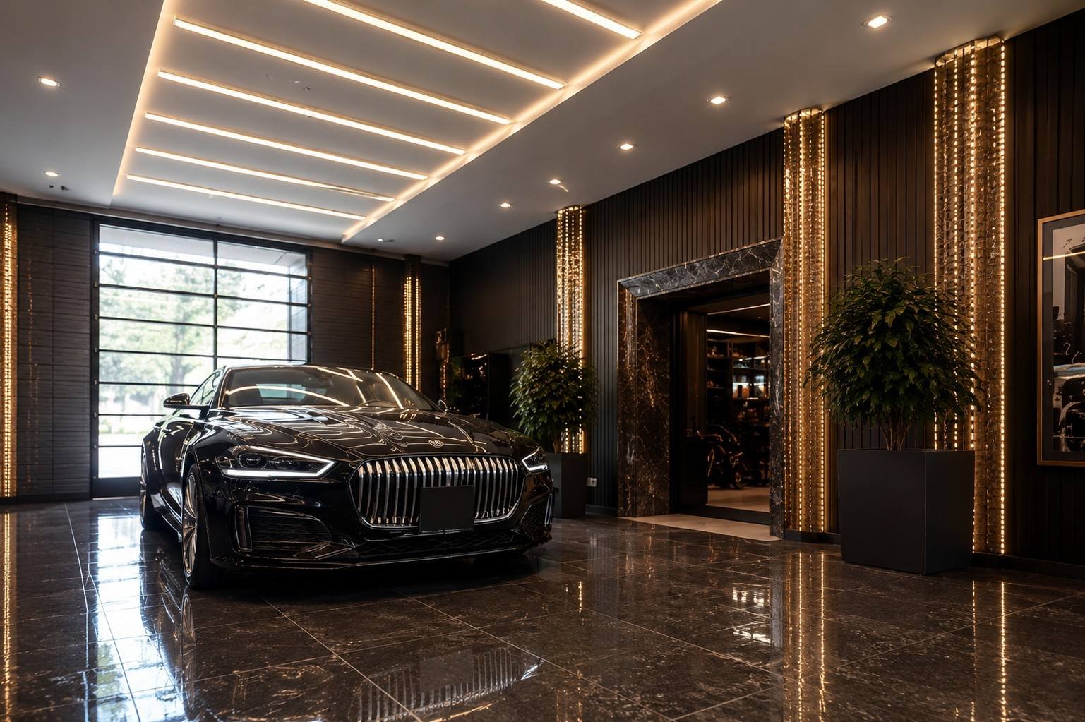 Showroom-finished garage for the client's car, Palm Jumeirah Villa, Dubai