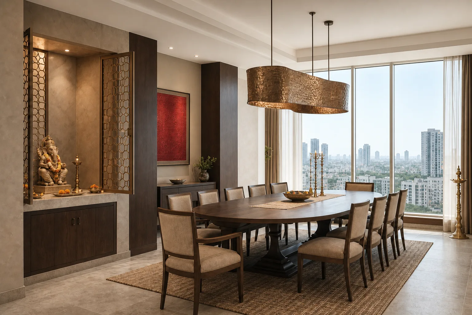 Formal dining room, DLF The Dahlias, Gurugram — interior design concept by Blaine Robert Design