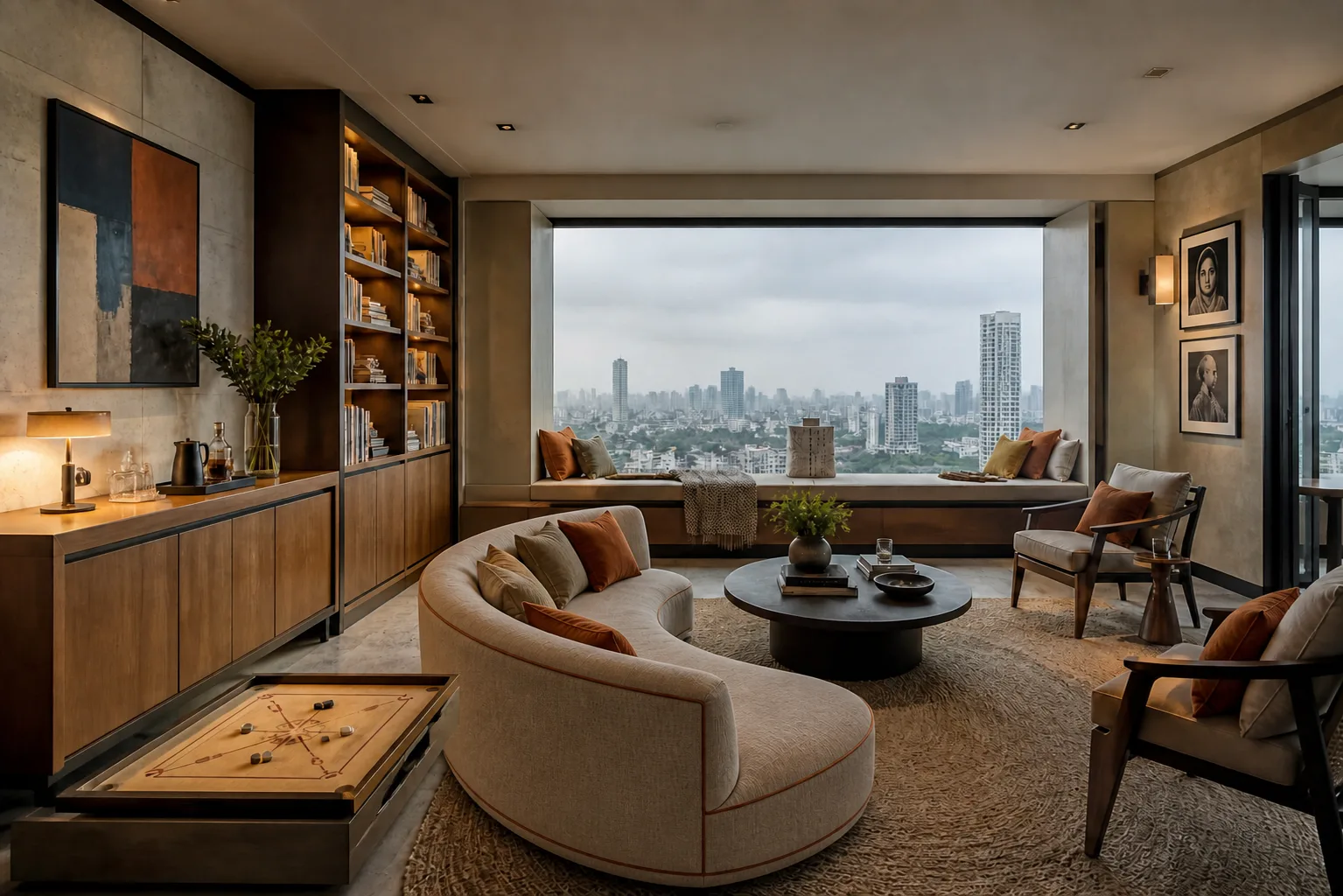 Family lounge, DLF The Dahlias, Gurugram — interior design concept by Blaine Robert Design