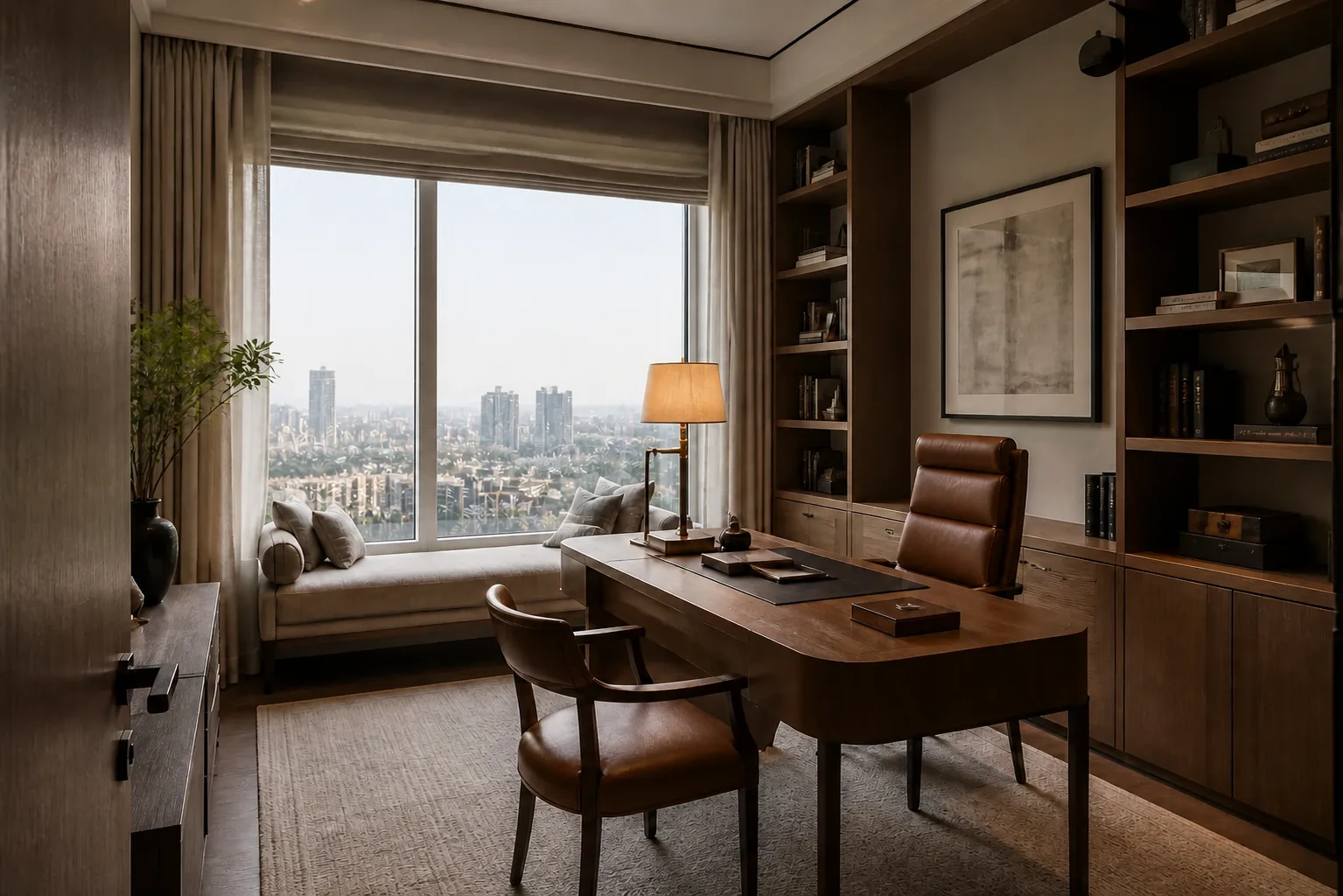 Executive study, DLF The Dahlias, Gurugram — interior design concept by Blaine Robert Design