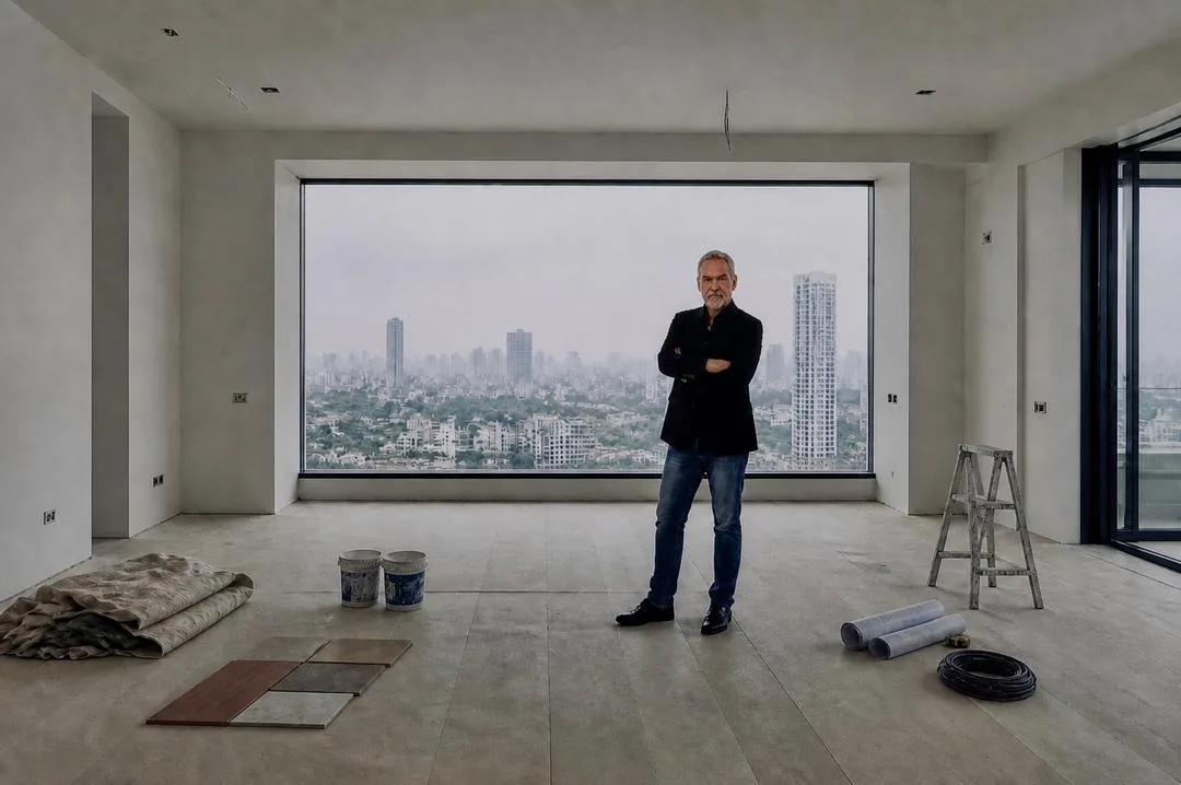 Blaine Robert, principal designer, on site during construction at DLF The Dahlias, Gurugram