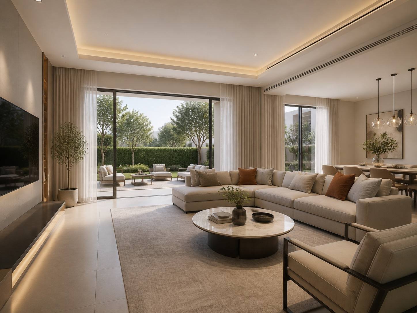 Living room, Dubai Hills Estate Villa, Dubai Hills Estate, Dubai — interior design by Blaine Robert Design