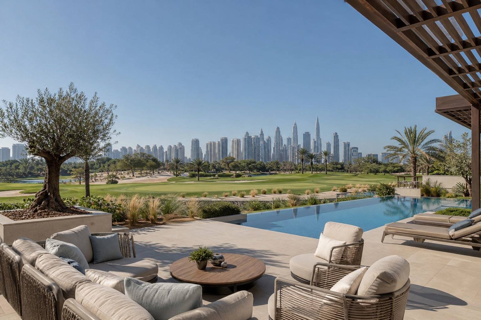 Living room, Emirates Hills Villa, Emirates Hills, Dubai — interior design by Blaine Robert Design