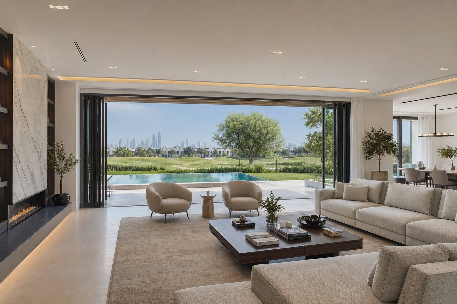 Primary suite, Emirates Hills Villa, Emirates Hills, Dubai — interior design by Blaine Robert Design