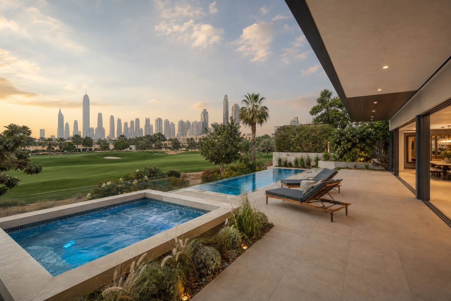 Media room, Emirates Hills Villa, Emirates Hills, Dubai — interior design by Blaine Robert Design