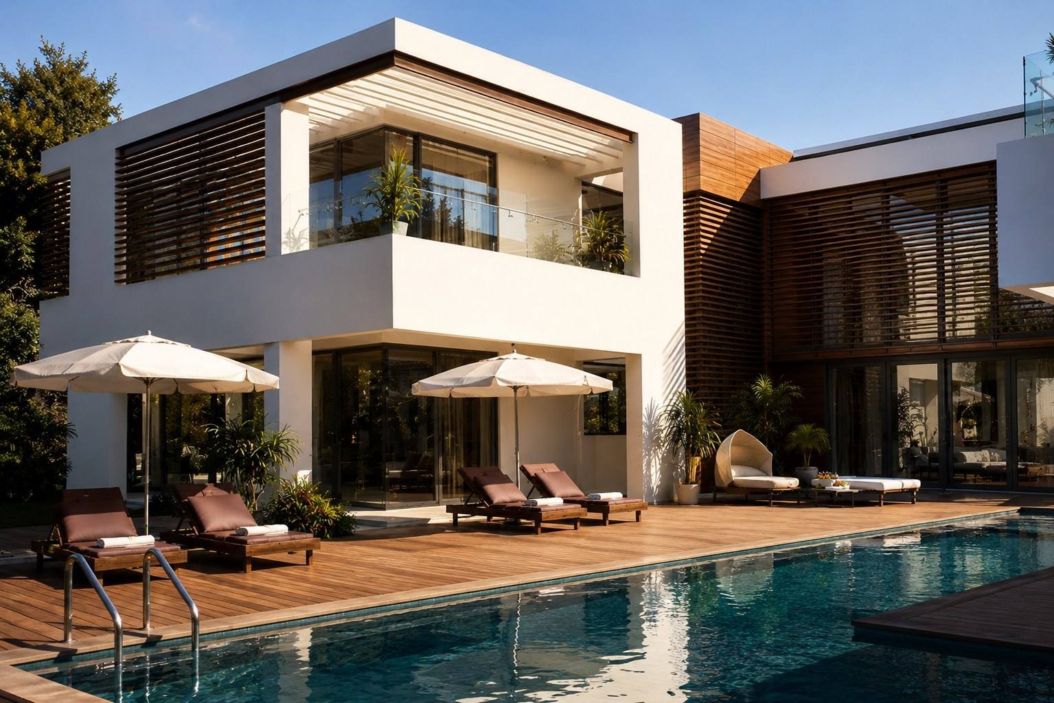 Luxury Villa exterior with private pool, Sobha Hartland, Dubai — interior design by Blaine Robert Design